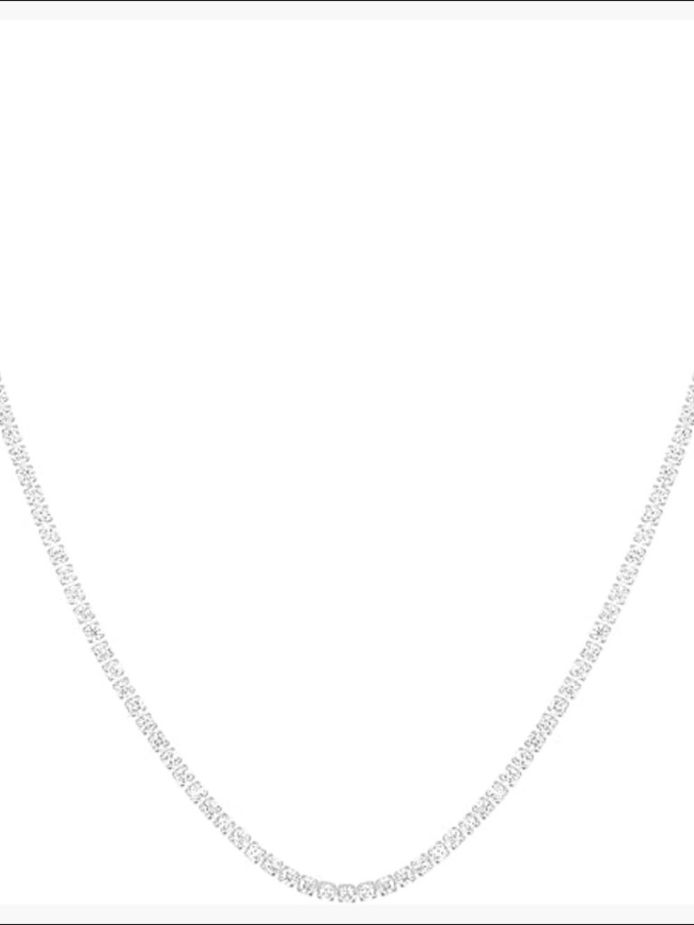 Fine Silver Plated Tennis Necklace Cubic Zirconia 16 Inch